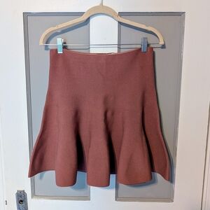 NEW Express Body Contour High Waisted Ribbed Mini Skirt Rose Mauve XS